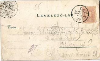 1899 Dobsina, Dobschau; látkép, Városháza / general view, town hall. Lithogr. Kunstanstalt Mehner &a...