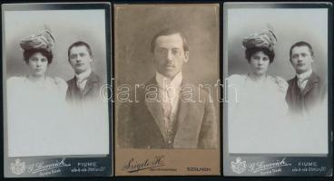 cca 1890-1915 Vegyes keményhátú fotó tétel, fiumei, komáromi, szolnoki (hátoldalon a műterem képével...