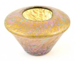 Dekoratív fújt váza, több rétegű, jelzés nélkül, hibátlan, m: 13 cm, d: 21 cm
