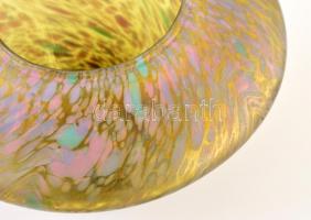 Dekoratív fújt váza, több rétegű, jelzés nélkül, hibátlan, m: 13 cm, d: 21 cm