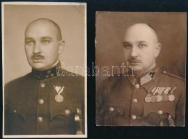1942 Katonatiszt kitüntetésekkel, 2 db fotó, 9×7 cm