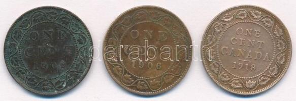 Kanada 1900. 1c Br "Viktória + 1906. 1c Br "VII. Eduárd" + 1918. 1c Br "V. Györg...