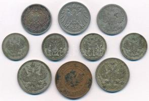 Vegyes: Német Birodalom 1905. 1/2M Ag + 1914. 10pf Cu-Ni
+ Orosz Birodalom 1879. 15k Ag + 1908-1914...