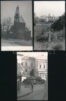 1956 Veszprém, tank, sérült templom, áldozat sírja, 3 db fotó, 14×9 cm