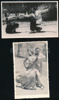 Táncművészek, 5 db fotólap, némelyik felületén törésnyom, 9×14 cm