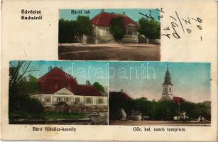 1913 Rudna, Bárói lak, Báró Nikolics kastély, Görögkeleti szerb templom / villa, castle, Serbian Orthodox church (fl)