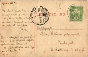 1908 Beszterce, Bistritz, Bistrita; Kórház utca, Gyógyszertár, Weiss Otto üzlete, Evangélikus templo...