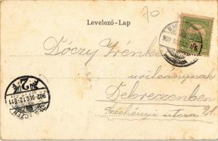 1902 Nagykároly, Carei; Gróf Károlyi kastély.  Naplementés litho keret. Eigner Simon kiadása / castl...