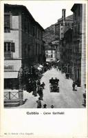 Gubbio, Corso Garibaldi / street view, automobile, palace. Ed. U. Stirati. Fot. Cappelli