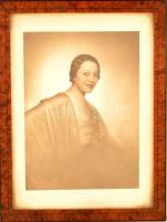 cca 1930 Angelo (1894-1974): Női portré, színezett fotó, aláírva, üvegezett keretben, 22×16 cm