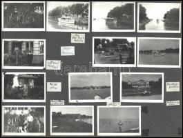 cca 1960-1970 Balatoni életképek, Keszthely, Révfülöp, Siófok, Lelle, több mint 80 db vegyes méretű fotó, albumlapokon