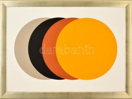 Dévényi János (1956-): Négykörös kompozíció (2016.) Akril, vászon, jelzett (hátoldalán), keretben, 5...