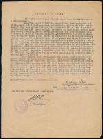 1946 Volt munkaszolgálatos írásbeli, aláírt nyilatkozata korábbi századparancsnokról