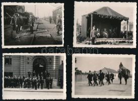 1934 Mezőtúr, Horthy Miklós egy mezőtúri ünnepségen, 4 db fotó, az egyik fotó egyik sarkán gyűrődéssel, 6x8 cm.