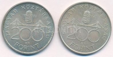 1993. 200Ft Ag "MNB" + 1994. 200Ft Ag "Deák" T:1- kis ph, kis patina Adamo F13, ...