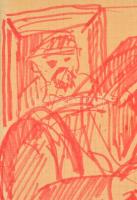 Szabó Zoltán, Angyalföldi (1929-2014): Család 1981. Filctoll, papír, jelzett, üvegezett keretben, 26...