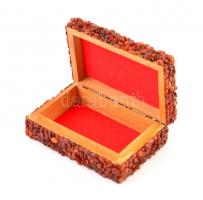 Borostyán borítású fa doboz 15x5x10 cm