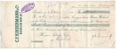 1906-1911. 3db német nyelvű váltó, mind kitöltött, mind bélyegzéssel vagy felülbélyegzéssel T:III