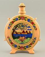 cca 1930 Hévíz: Friedrich Pensió és étterem hévizi emlék kulacs. Kézzel festett. Jelzett. Dugóján ki...