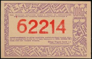1938 Dörge Frigyes Bank Rt. osztálysorsjáték kiadványa, külön számozott szerencsesorsjeggyel, hajtog...