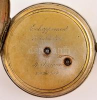 Ezüst (Ag.) zsebóra kulccsal, lánccal, jelzett, működik, bruttó 84,4 g