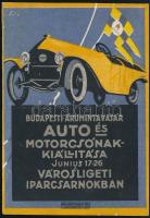 1925 Budapesti Árumintavásár Autó és Motorcsónak Kiállítás dekoratív reklámcédulája, 12×8,5 cm