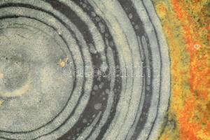 Gorka Lívia (1925-2011): Szürke-rozsdás tál, mázas kerámia, jelzett, d:29 cm