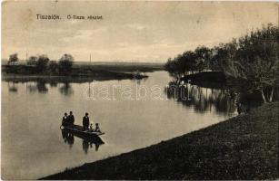 1931 Tiszalök, Ó-Tisza részlet, csónak