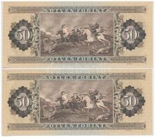 1975. 50Ft (2x) sorszámkövetők, nyomdai papírránccal T:I