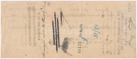 Budapest 1893. Kitöltött 5kr-os váltó, 50Ft értékben, bélyegzésekkel T:III