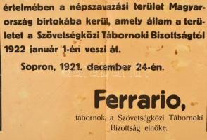 1921 A népszavazási terület átadása. ... Ferrario tábornok, a Szövetségközi Tábornoki Bizottság elnö...