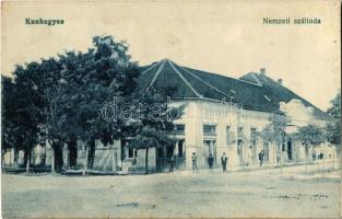 1924 Kunhegyes, Nemzeti szálloda és kávéház. Alexovits Györgyné kiadása