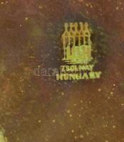 "100 éves a Ganz Villamossági Művek", Zsolnay eozin mázas plakett, jelzett, apró kopásokka...