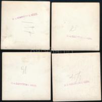 1941 Magyar katonai autós egység, 4 db fotó, hátoldalon pecséttel, jó állapotban, 6,5×6,5 cm