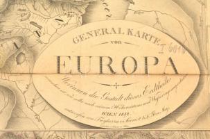 1818 Európa térkép. Rézmetszet. General Karte von Europa 1818. 68x58 cm Üvegezett keretben.  / Engra...