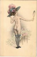 Nude lady. Erotic art postcard. M. Munk Vienne Nr. 684.