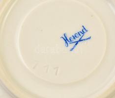 Herendi  virág mintás mokkás csésze és alj, kézzel festett, kopásnyomokkal