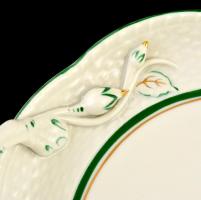 Herendi indás füles tálca, kézzel festett, jelzett, apró kopásnyomokkal, 27,5×19,5 cm