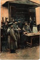 Lida, Beim Fleischer / butcher shop, meat, military officers (EM)