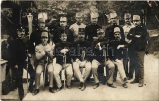 1910 Osztrák-magyar katonák és tisztek csoportképe / Austro-Hungarian K.u.K. military officers and soldiers. group photo (ragasztónyom / glue marks)