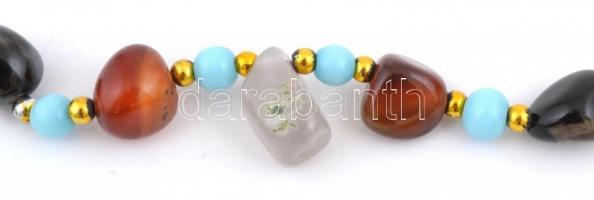 Ásványokkal díszített bizsu nyaklánc, h: 62 cm