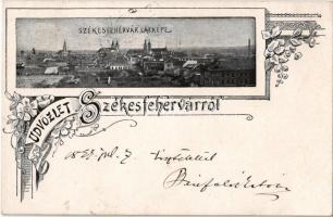 1899 Székesfehérvár, látkép, templomok. Art Nouveau, floral