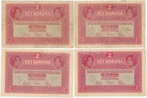 1917. 2K (4x) közte "DEUTSCHÖSTERREICH" felülbélyegzés illetve alacsony "000223"...