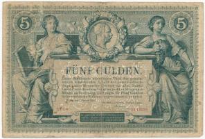 1881. 5Ft / 5G "Osztrák-Magyar Bank" piros "Xi 2512358" sorszámmal T:III- fo.
A...