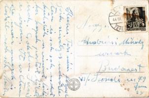 1944 Taracköz, Teresva; Hősök szobra, emlékmű, Görögkatolikus templom, Cikta, Hangya Szövetkezet üzl...