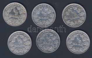 Német Birodalom/Császárság 1905-18. 1/2M Ag (6x) T:2/3,3