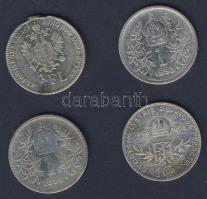 Ausztria/magyar verdejel 1859B 1/4Fl Ag T:3/3- fny. + Ausztria 1898-1908. 1K Ag (3x) benne "Jubileum" (1x) T:3,3-