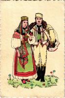 4 db régi magyar népviselet képeslap