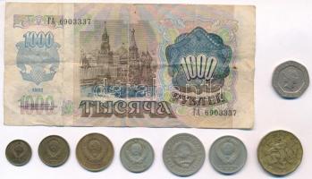 9db-os vegyes külföldi fémpénz és bankjegy tétel, közte a bankjegy Szovjetunió 1992. 1000R T:2,III-