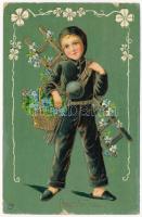 14 db RÉGI motívum képeslap kis albumban: saját kézzel rajzolt tábori posta, üdvözlőlapok, pár litho...